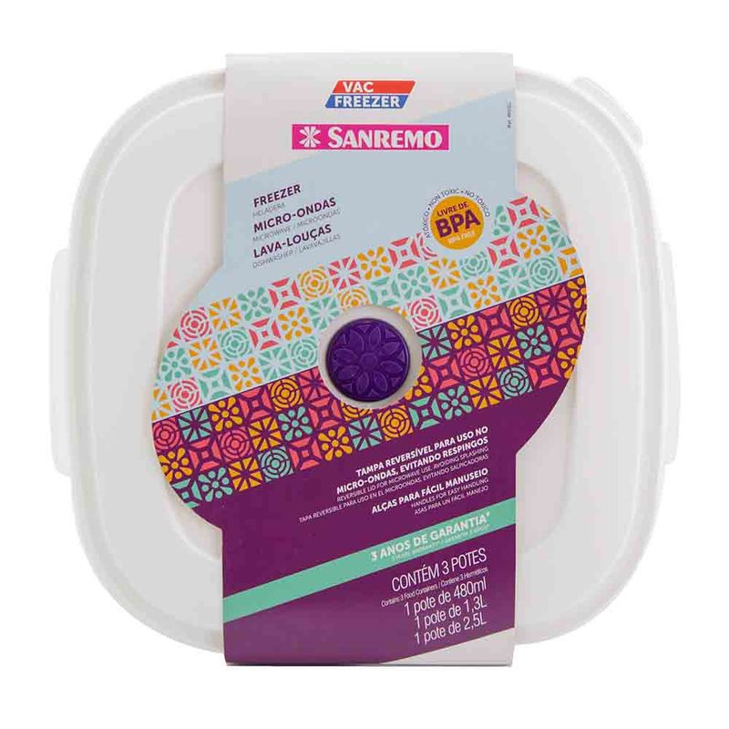 Set-Hermetico-San-Remo-Plastico-Cuadrado-Colores-Varios-06-15-29cc-Set-De-3-Tuppers-De-Plastico-San-Remo-1-20355