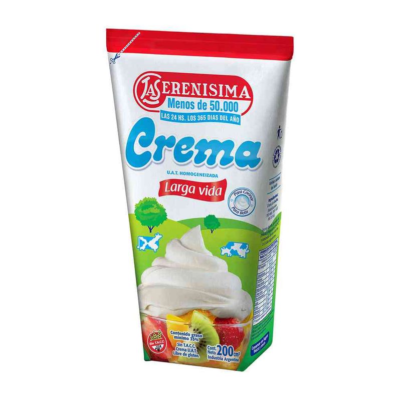 crema de leche LA SERENISIMA U.A.T. Fuente de Vitamina Vea