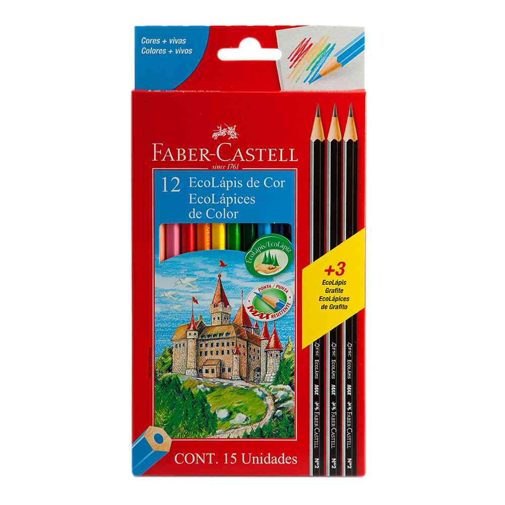 Lapices De Colores Faber Castell X 12 U 3 Grafitos Gratis - Jumbo