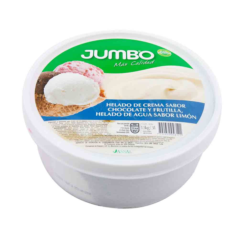 Helado Jumbo De Chocolate Frutilla Y LimÓn 15 Kg Vea