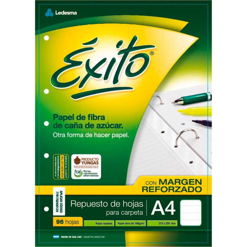 Repuesto-Cuadriculado-A4-Margen-Reforzado-exito-96-Hojas-1-34623