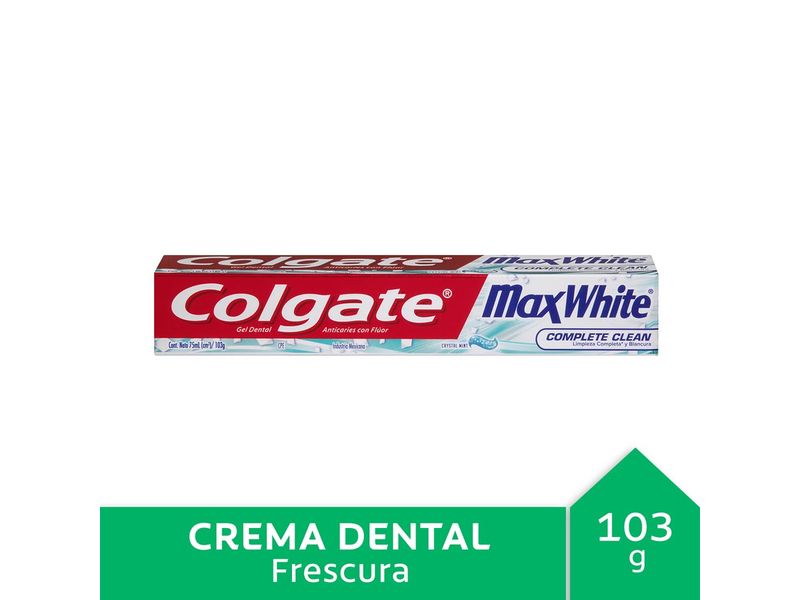 La Vaquita - Crema Dental Colgate Max White Complete Clean Crystal Mint x  130ml