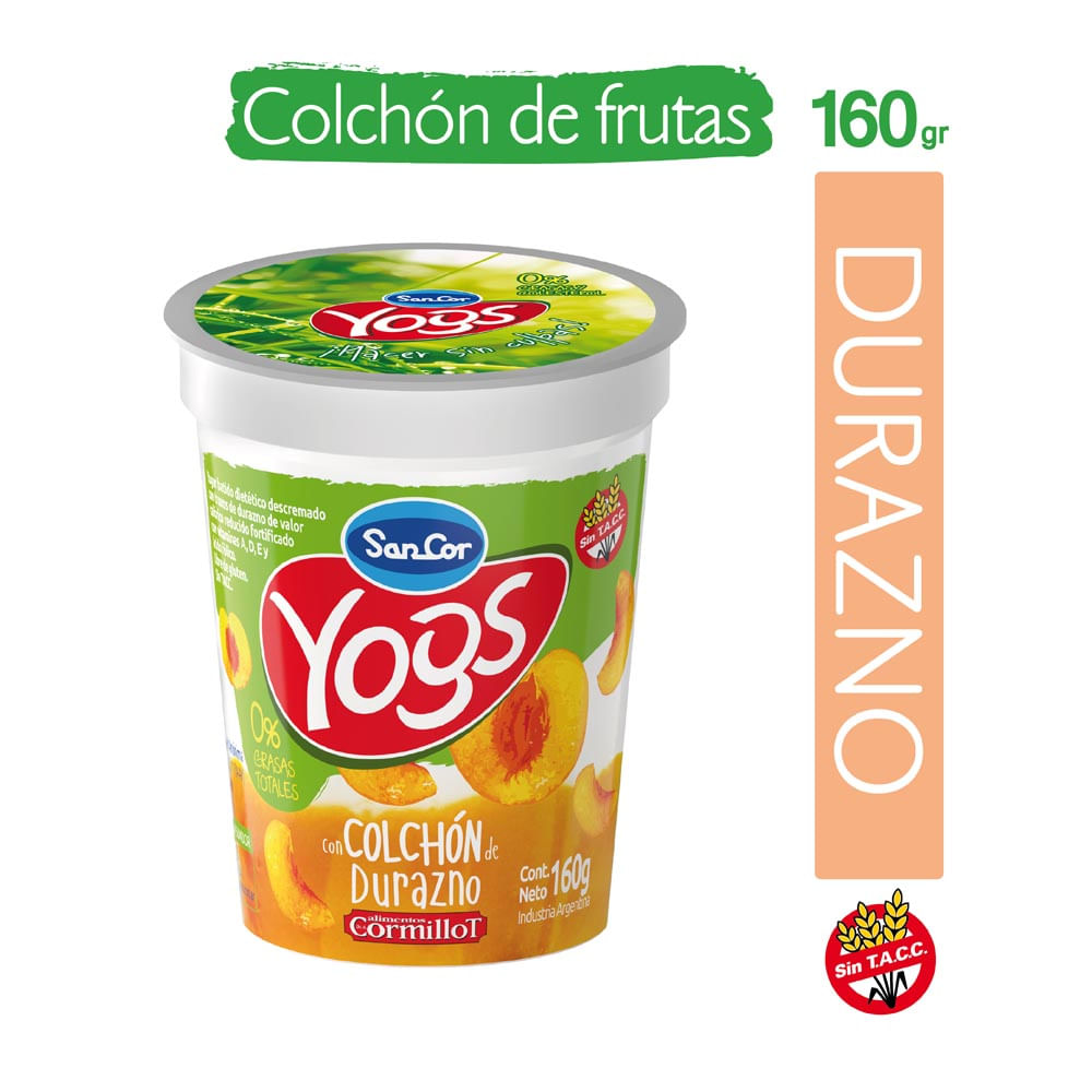 Yogur Frutado Descremado Durazno Yogs X 160g