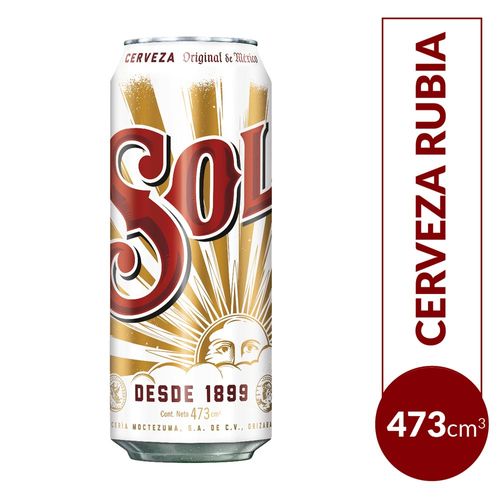 Cerveza Sol Rubia Lata 473 Cc