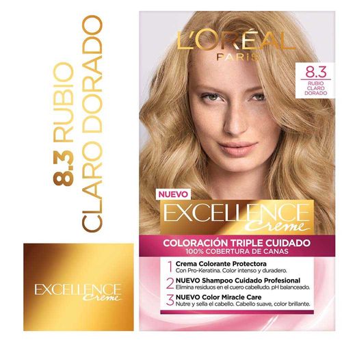 Tintura Permanente Excellence Creme De L Oréal París 83 Rubio Claro Dorado 47 Gr