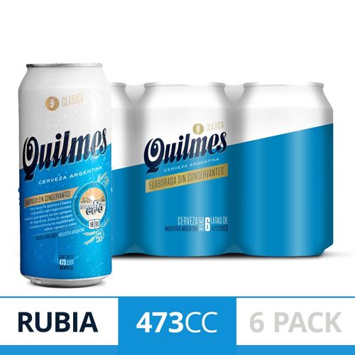 Cerveza Rubia Quilmes Clásica 6-pack 473 Ml Lata
