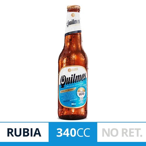 Cerveza Rubia Quilmes Clásica 340 Ml Porrón Descartable