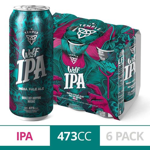 Cerveza Temple Wolf Ipa 473 Cc Six Pack
