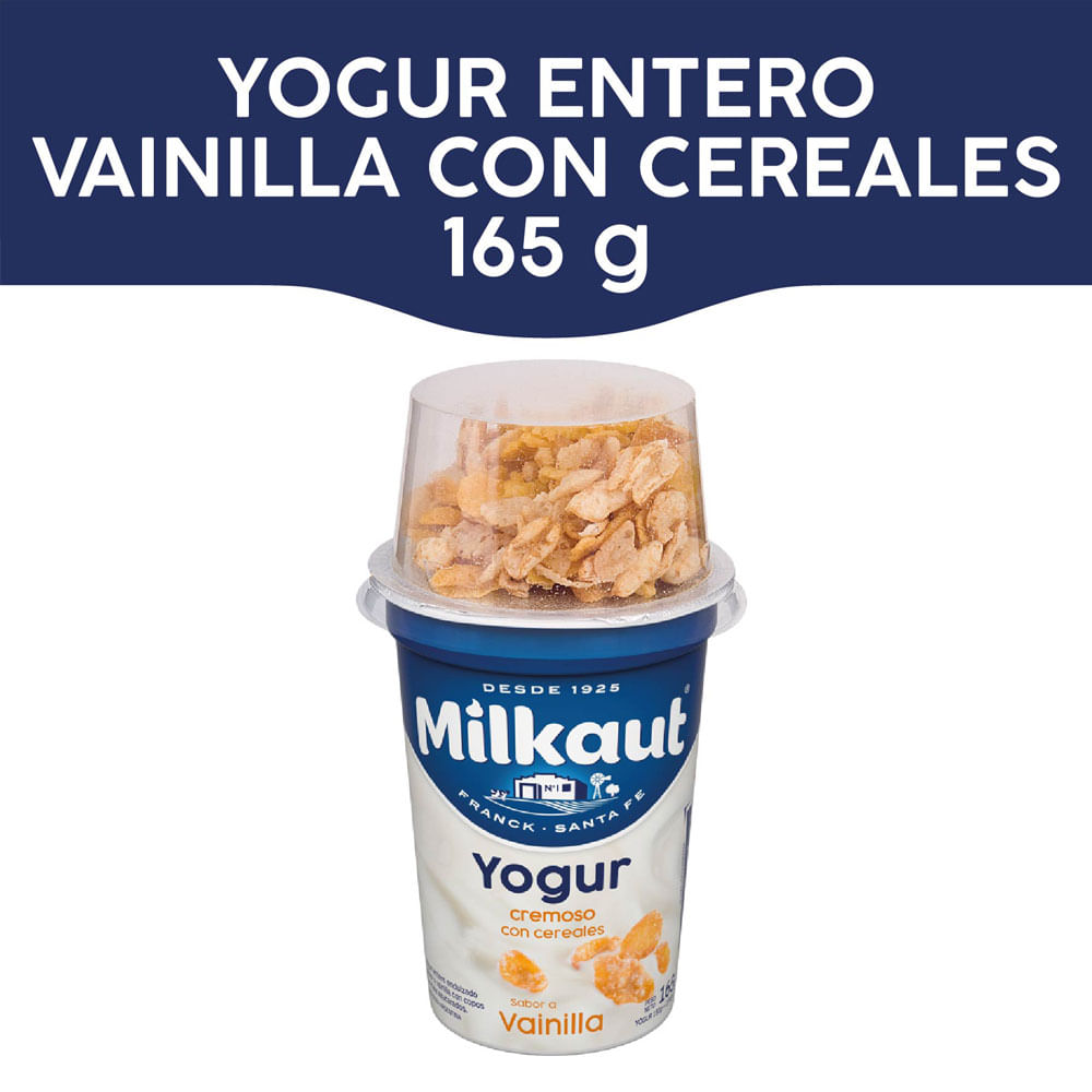 Yogur Entero Sabor Vainilla con Copos de Maíz Azucarados para Mezclar -  Cremigal