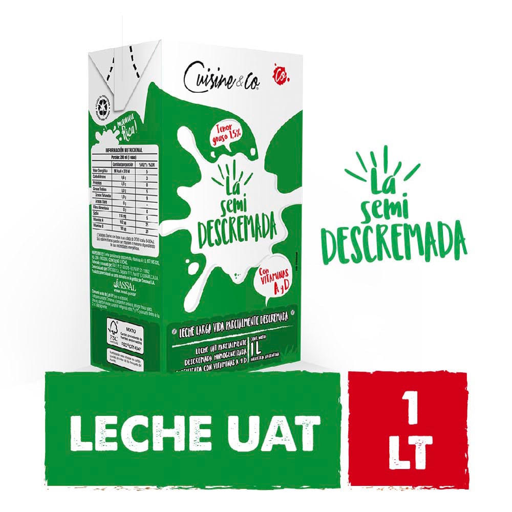 LECHE SEMI DESC. CON CALCIO UAT LACTOLANDA 1 LT