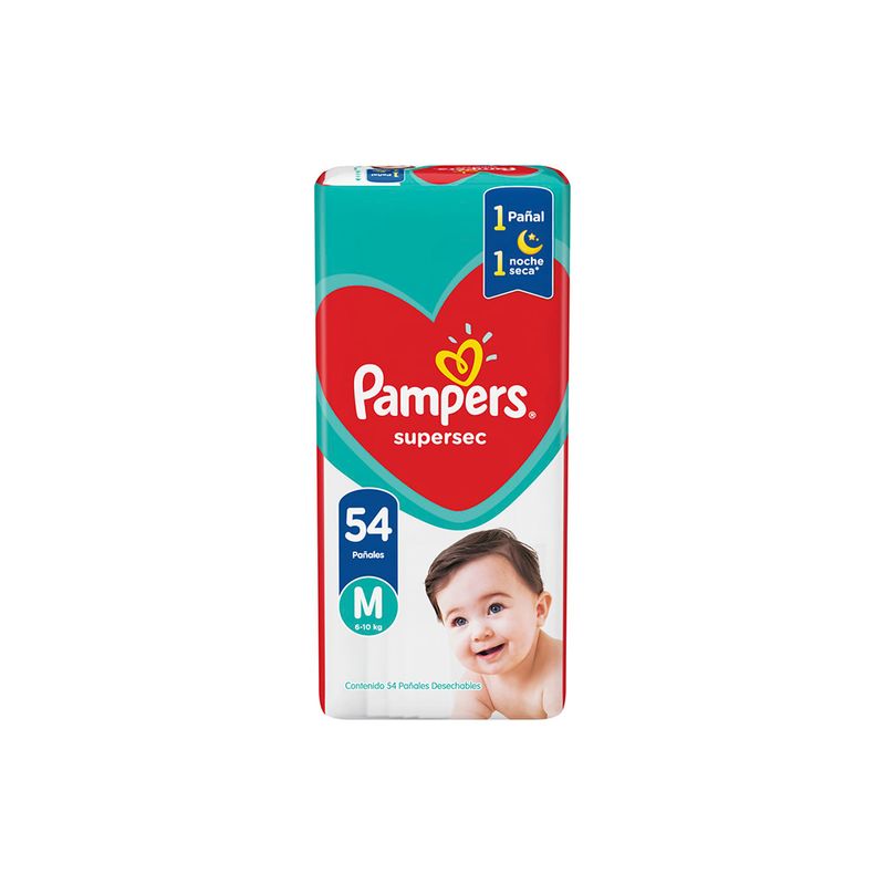 Pañales Pampers Supersec Max M 54 Un Vea