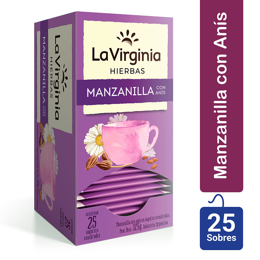 La Virginia Hierbas Manzanilla con Anís Chamomile & Anise Tea In Bags (box  of 25 bags)