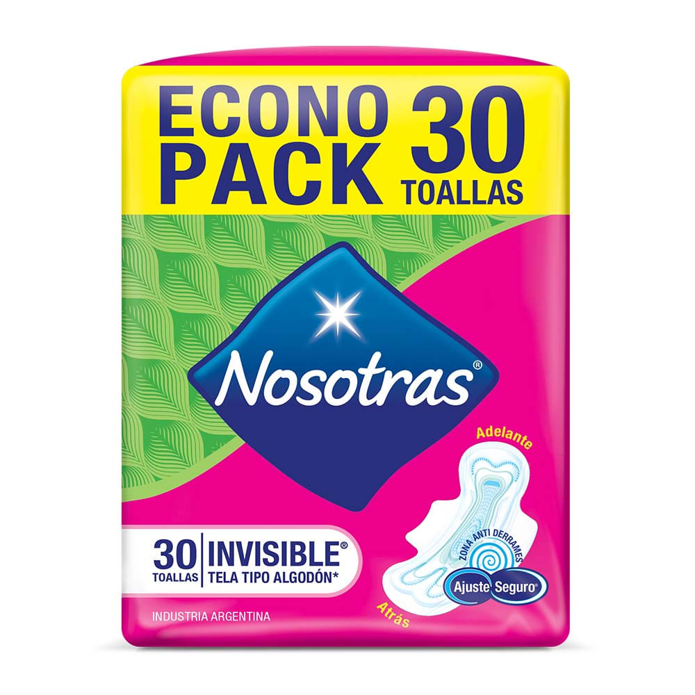 Toalla Nosotras Invisible Tela Tipo AlgodÓn X 30 U Jumbo 2936