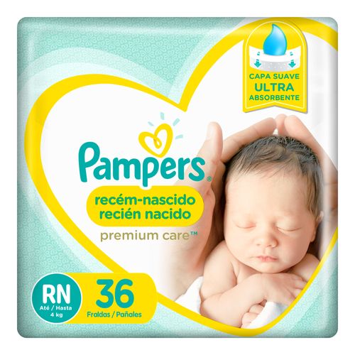 Pañales Pampers Premium Care Recien Nacido Rn 36 Un