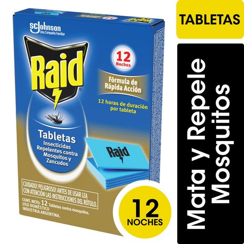 Insecticida Raid Contra Mosquitos Tabletas Repuesto 12un