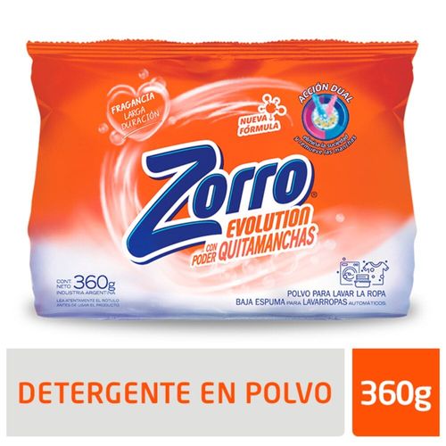 Detergente Polvo Zorro Evolution 360gr
