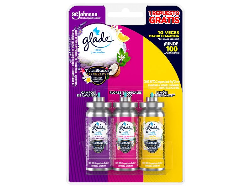 Desodorante Ambiente Glade Toque Pack x3 Repuesto - Jumbo