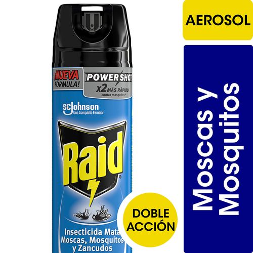 Insecticida Raid Mata Moscas Y Mosquitos Nueva Fórmula X2 Más Rápido En Aerosol 370cc