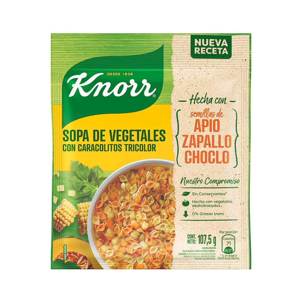 Sopa de vegetales KNORR con Pasta Tricolor  - Vea