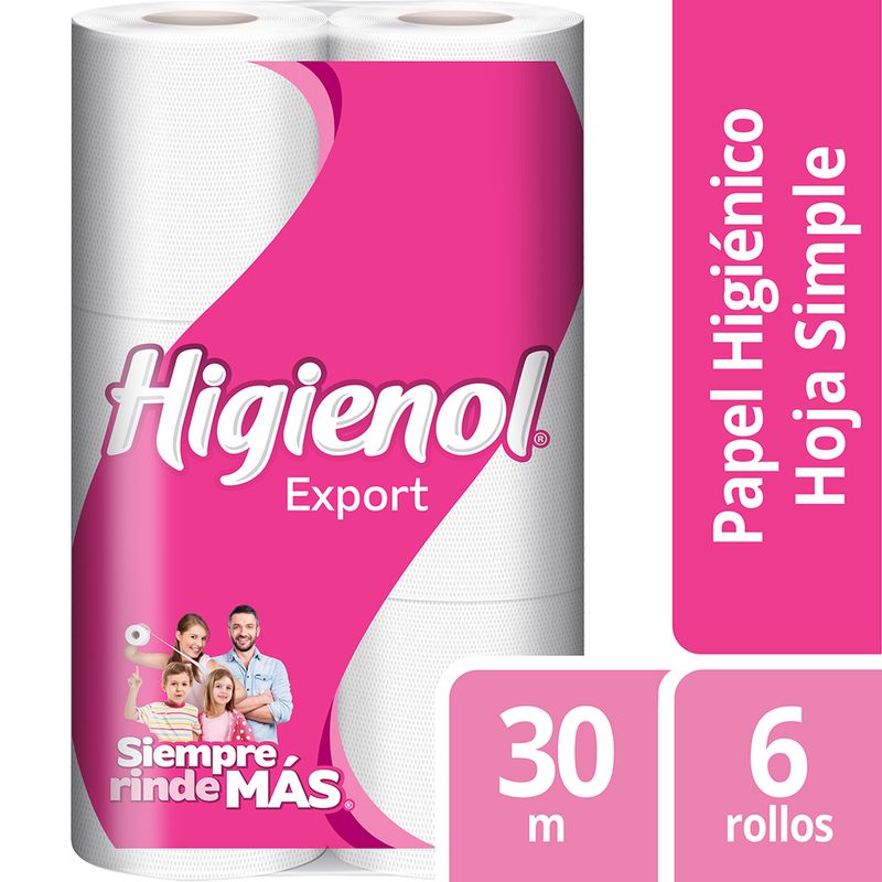 Papel HigiÉnico Higienol Export Hoja Simple 30 M 6 Rollos Vea