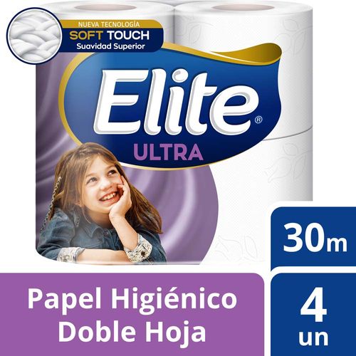 Papel Higiénico Elite Soft Touch Doble Hoja 4 Unid X 30mt C/u