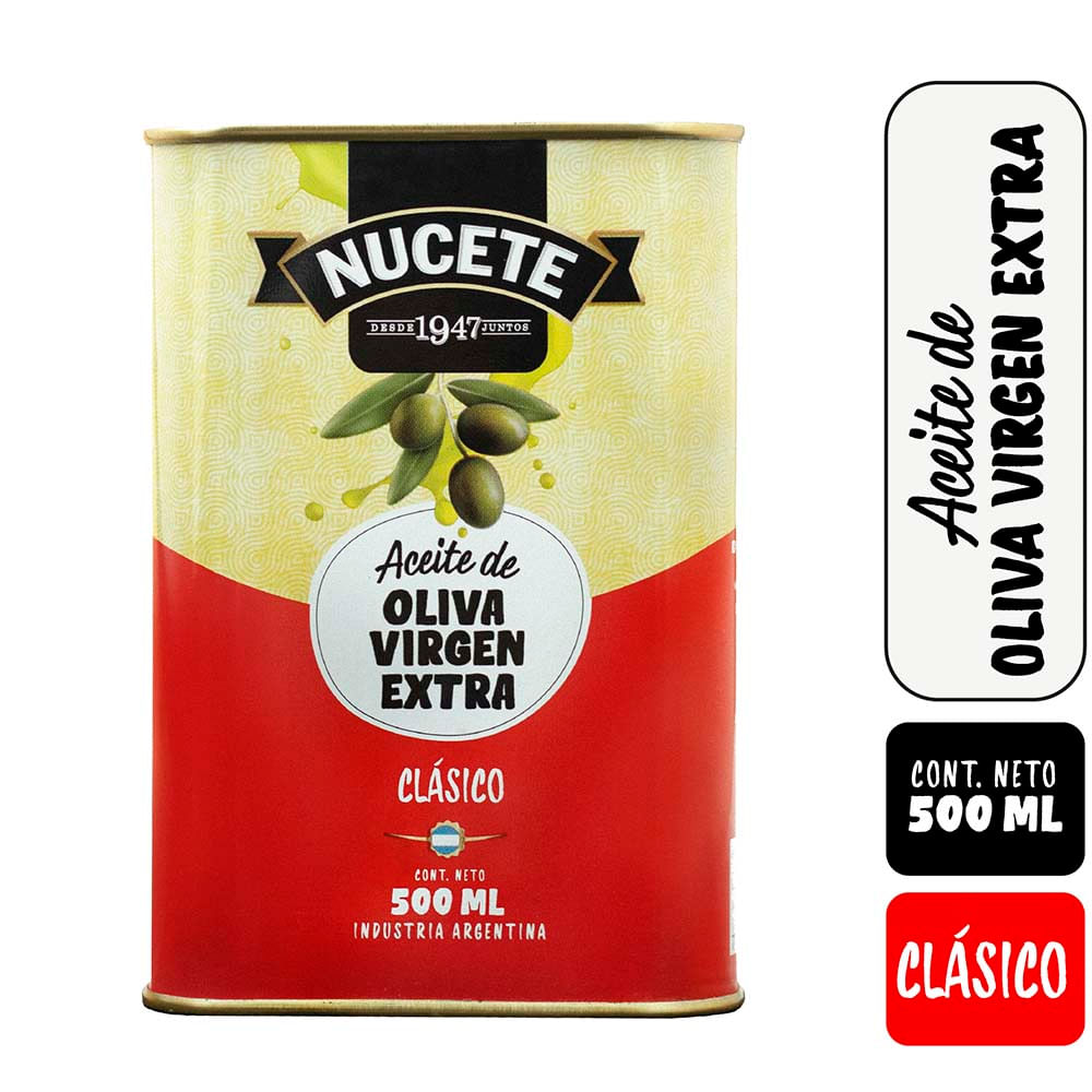 Aceite De Oliva Nucete Extra Virgen Clásico 500 Ml Jumbo