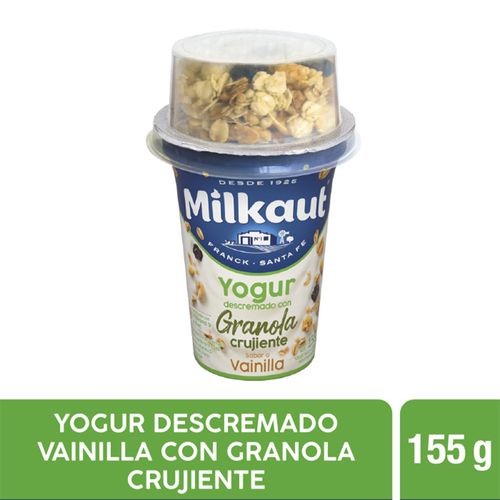 Yogur Descremado Milkaut Vainilla Con Granola 155g