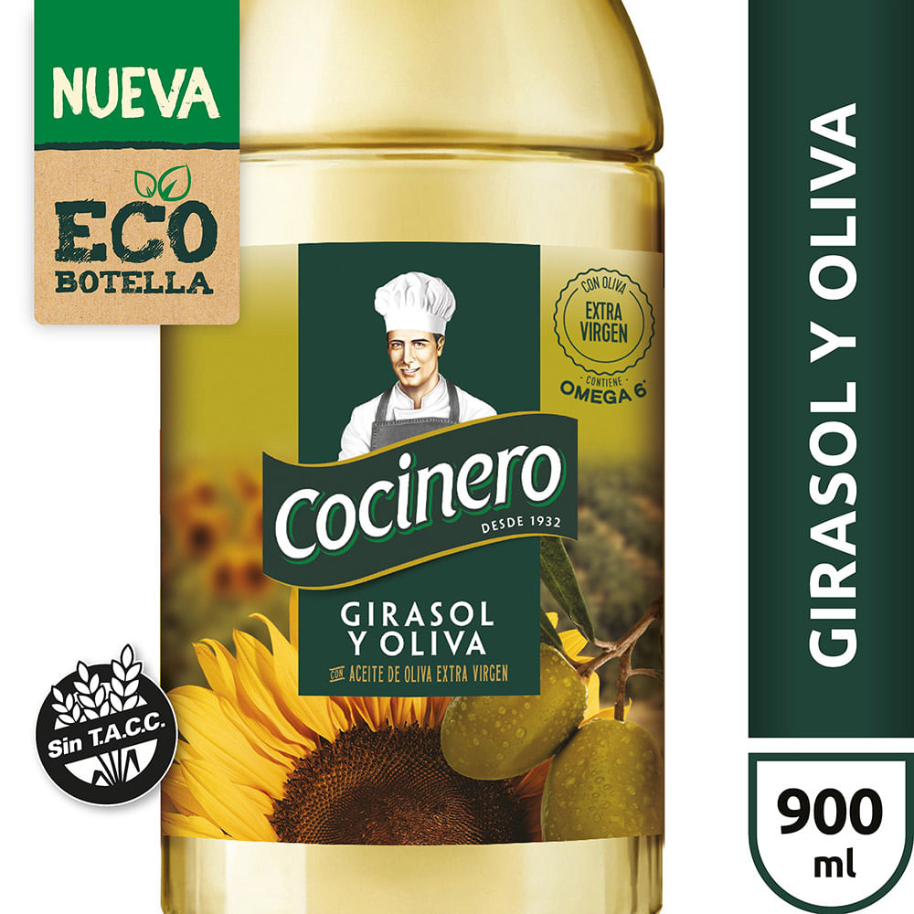 Aceite COCINERO Girasol y Oliva x900m - Vea