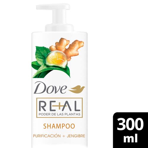 Shampoo Dove Real Poder De Las Plantas Purificación + Jengibre 300 Ml