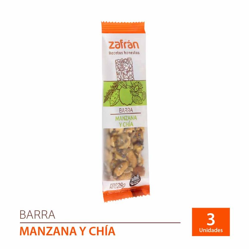 Barra De Cereal Zafrán Manzana Y Chía 84 Gr X 3 U - Disco