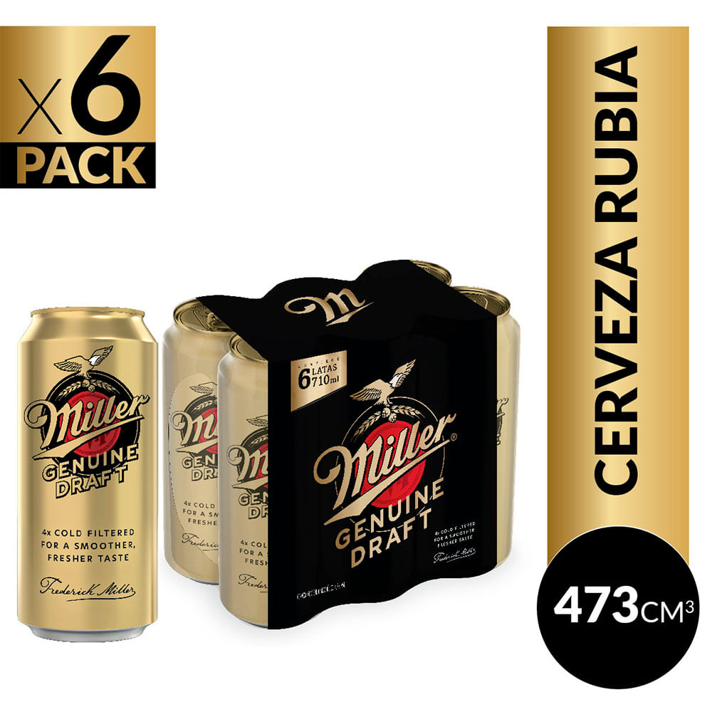 cerveza MILLER Genuine Draft 473cc 6u - Jumbo