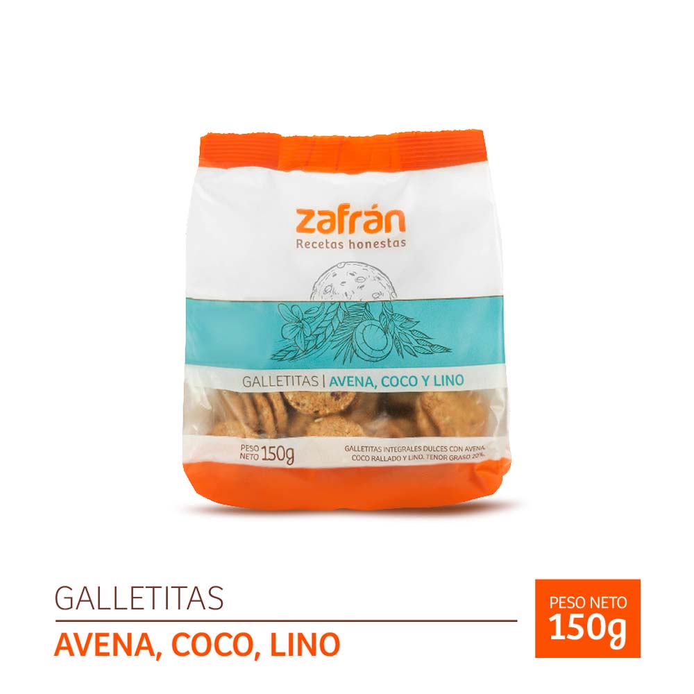 Galletitas Zafrán Avena Coco Y Lino 150 Gr - Disco