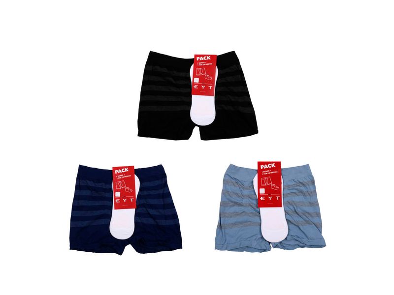 PACK BOXER HOMBRE CON MEDIAS INVISIBLE T Disco