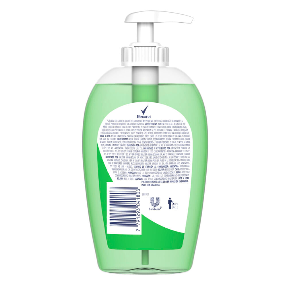 Jabon Liquido Rexona Antibacterial Aloe 250ml Jumbo 8578