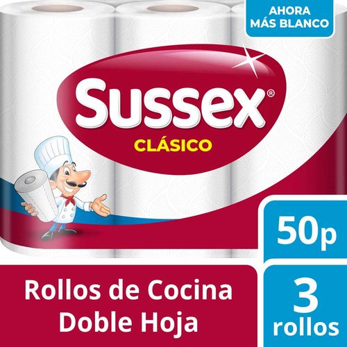 Rollo De Cocina Sussex Clasico Mas Blanco 3x50paños