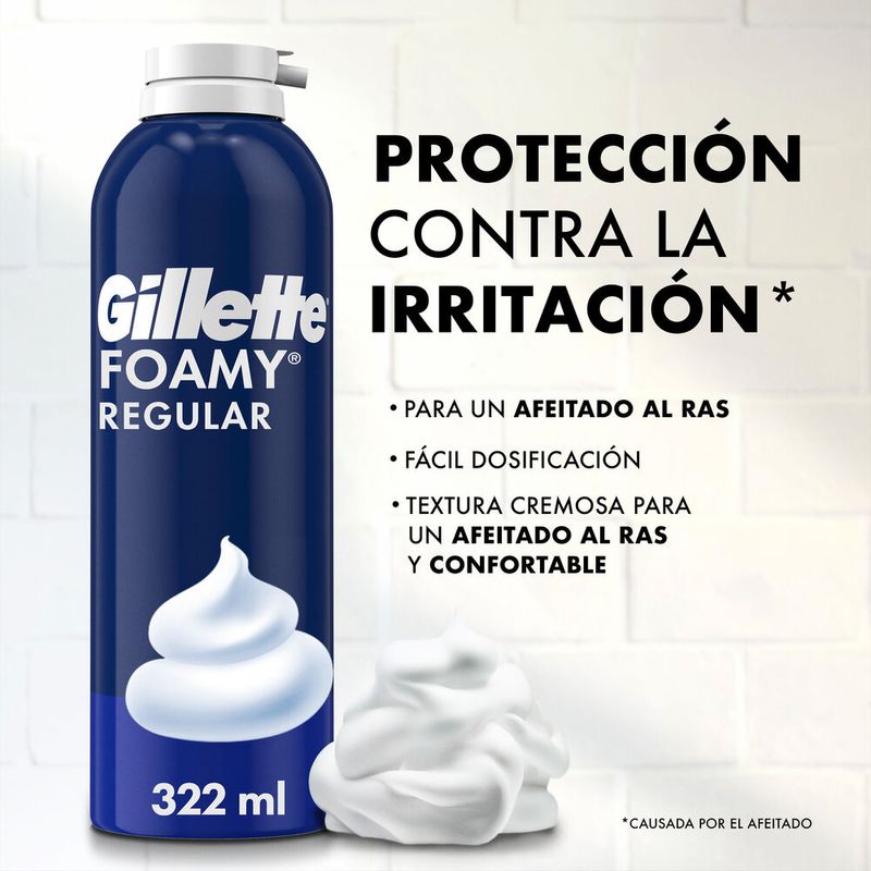 Espuma-De-Afeitar-Gillette-Regular-312gr-Espuma-De-Afeitar-Gillette-Foamy-Con-Textura-Cremosa-Y-Abundante-322-Ml-2-942455