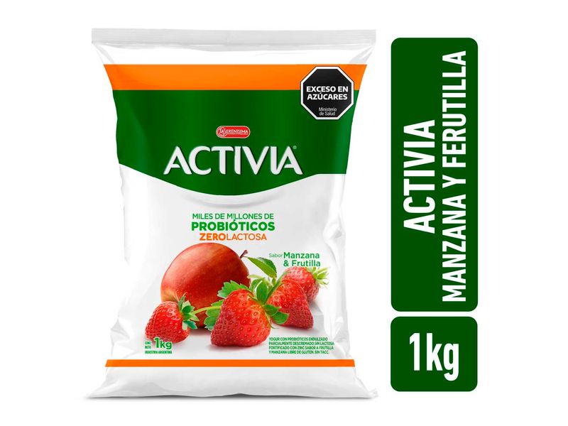 Yogur Activia Manzana Y Frutilla Deslactosado 1kg - Jumbo