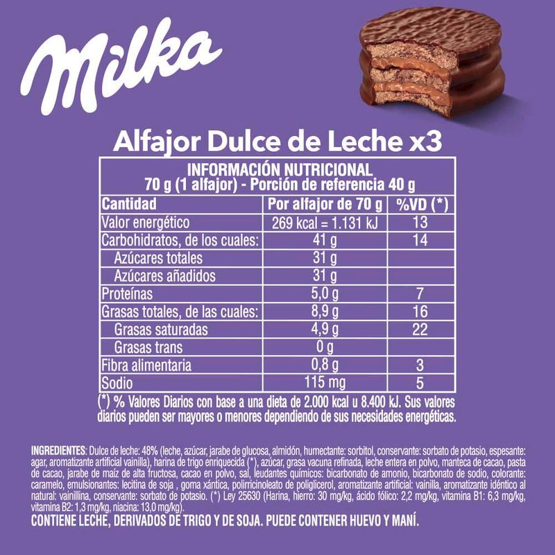 Alfajor Triple Milka Dulce De Leche 70g Jumbo