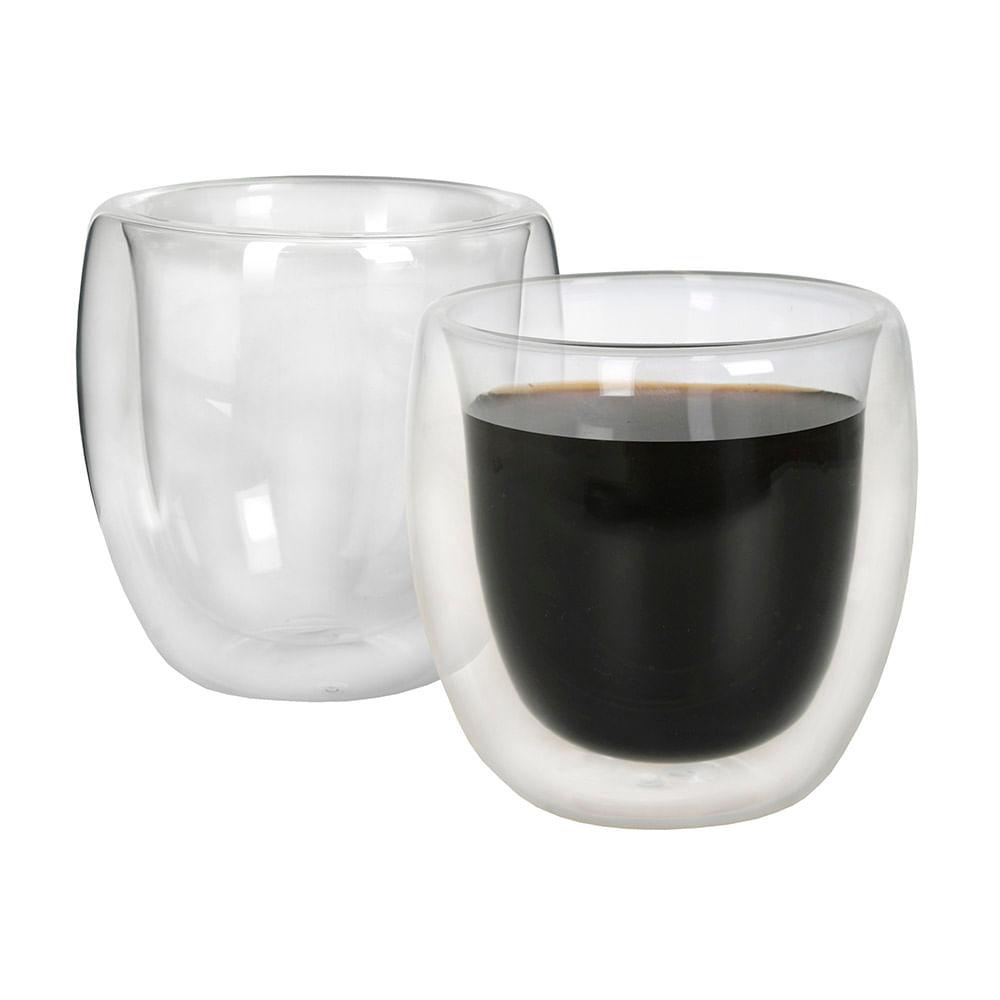 Juego x2 vasos de vidrio doble para café o té 270 ml Tramontina