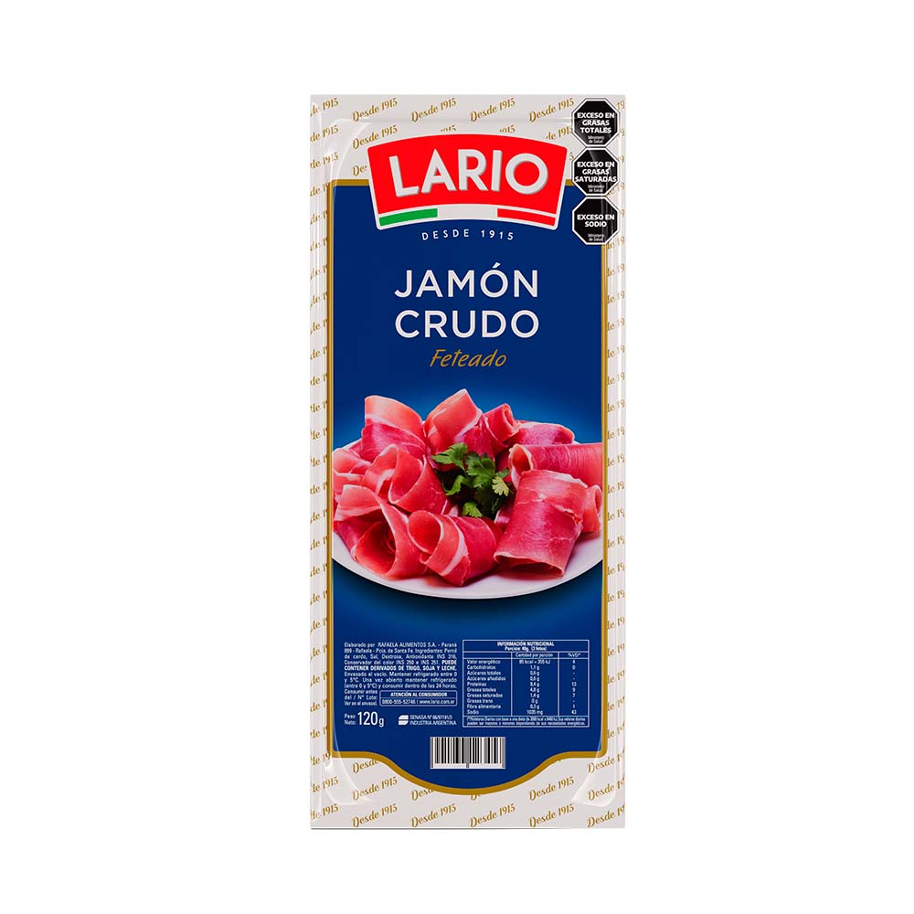 JAMÓN CRUDO LARIO FETEADO X 120G - Vea