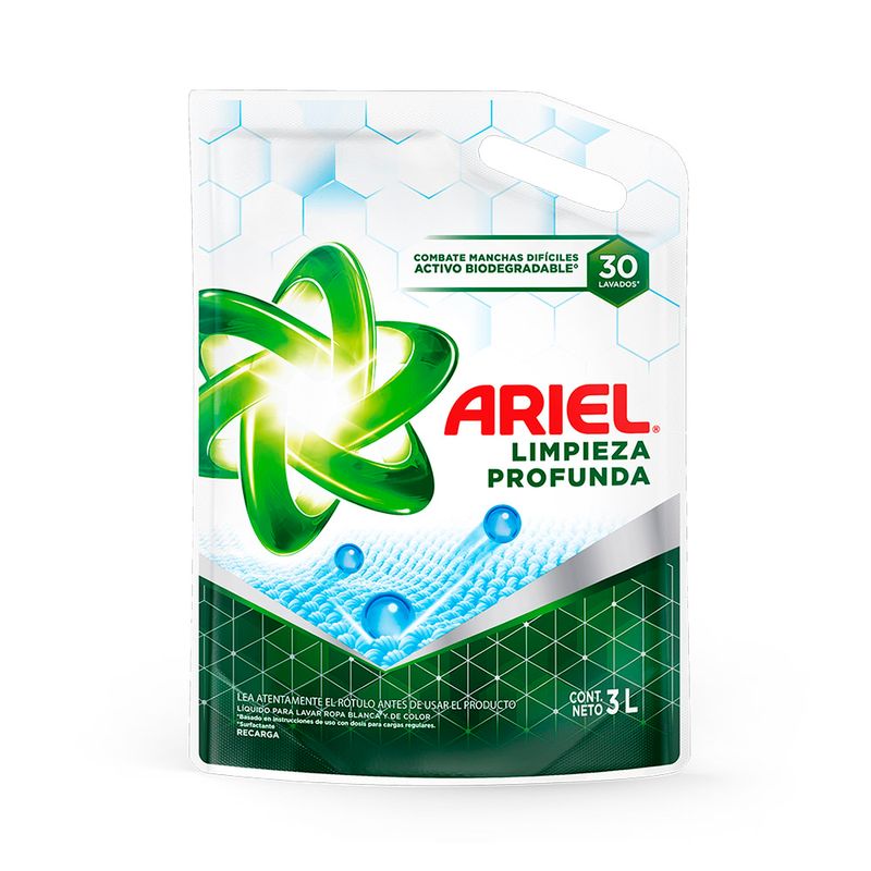 Jabón Líquido Ariel Limpieza Profunda Doypack 3000 Ml - Disco